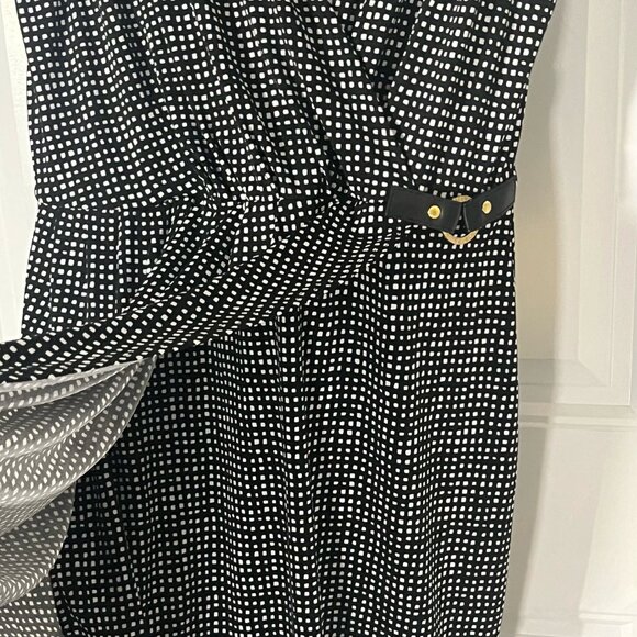 Michael by Michael Kors Black White Print Wrap Dress XL (Plus Size) - Picture 3 of 8